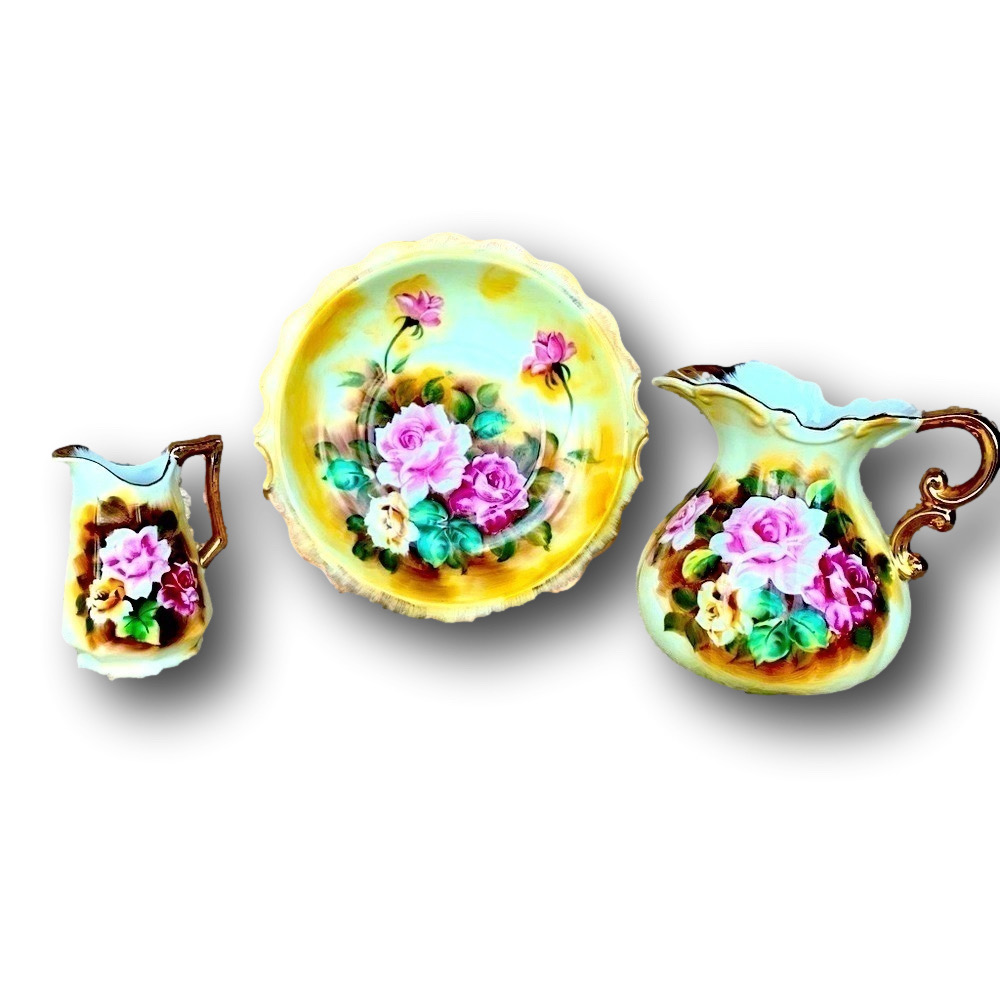 Enesco vintage Japanese porcelain pitcher, bowl and creamer